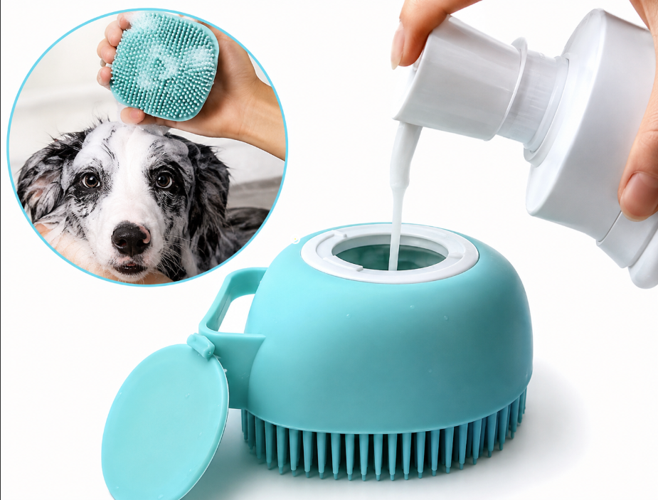 Silicone Pet Bath Brush & Shampoo Dispenser