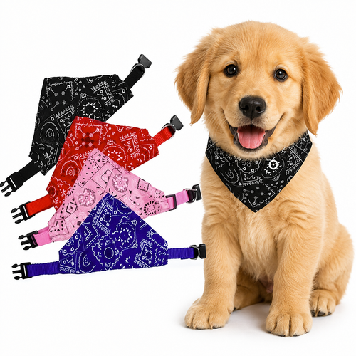 1pc Cashew Floral Graphic Dog and Cat Bandanas - Adjustable
